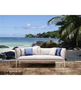 Shady place under Palm trees at Beau Vallon Wall Mural Wall art Wall decor