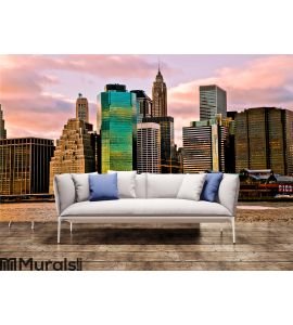 Sunset Time View of Manhattan, New York, USA Wall Mural Wall art Wall decor