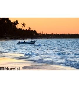 Tropical beach at sunset Wall Mural