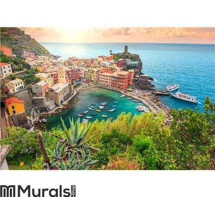 Vernazza village and stunning sunrise Wall Mural Wall art Wall decor