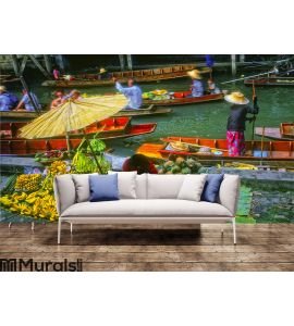 Floating Market, Thailand Wall Mural Wall art Wall decor