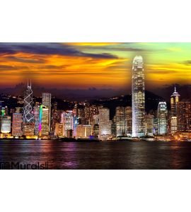 Hong kong at night Wall Mural