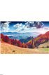 Colorful autumn landscape in the mountain village. Foggy morning Wall Mural Wall Tapestry tapestries