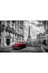 Artistic Paris France Eiffel Tower Seen Street Red Retro Limousine Car Wall Mural Wall art Wall decor