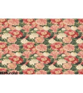 Vintage Style Floral Background Pink Blooms Wall Mural