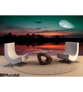 Ocean Sunset Moon Wall Mural Wall art Wall decor
