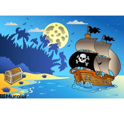 Night Seascape Pirate Ship 1 Wall Mural Wall Tapestry tapestries