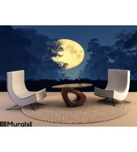 Mysterious Magical Fantasy Fairy Tale Forest Night Full Moon Wall Mural Wall art Wall decor
