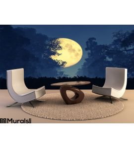 Mysterious Magical Fantasy Fairy Tale Forest Night Full Moon Wall Mural Wall art Wall decor