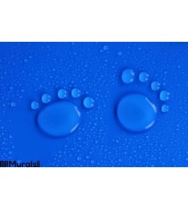 Water Drops Pawprint Wall Mural