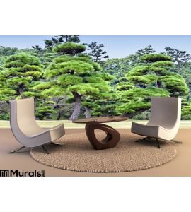 Green pine trees in a forest Wall Mural Wall Tapestry tapestries