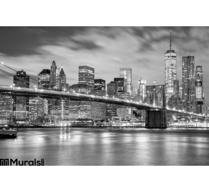 Manhattan Brooklyn Bridge Black White New York Wall Mural Wall Tapestry tapestries