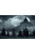 Magic Castle Silhouette Over Full Moon Mysterious Night Wall Mural Wall Tapestry tapestries