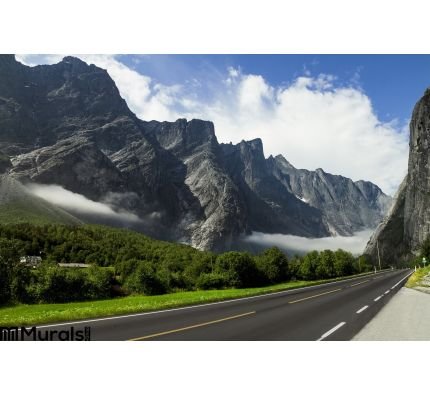 Empty Road High Norwegian Mountains Wall Mural Wall Tapestry tapestries