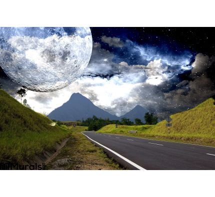 Countryside Highway Galactic Background Wall Mural Wall art Wall decor