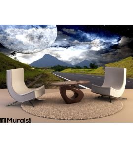 Countryside Highway Galactic Background Wall Mural Wall art Wall decor