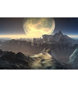 Alien City Ruins Moonlight Wall Mural Wall art Wall decor