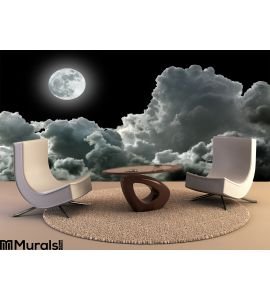 Moon Black Clouds Wall Mural Wall Tapestry tapestries