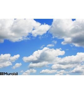 Blue Sky Puffy Clouds Wall Mural
