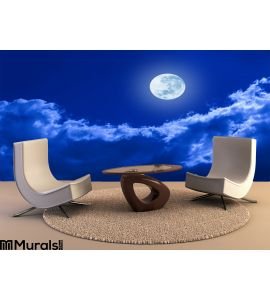 Full Moon Clouds Night Sky Wall Mural Wall art Wall decor