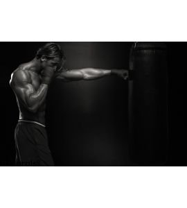 Mma Fighter Practicing Boxing Bag Wall Mural Wall art Wall decor