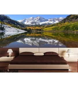 Autumn Maroon Bells Lake Horizontal Wall Mural Wall art Wall decor