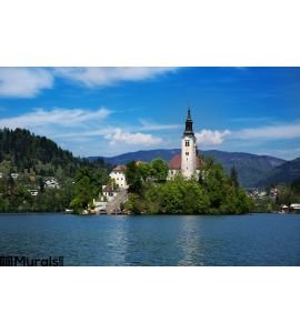 Amazing View Bled Lake Springtime Summertime Slovenia Wall Mural