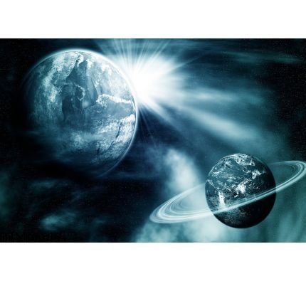 Space View Two Planets Wall Mural Wall Tapestry tapestries