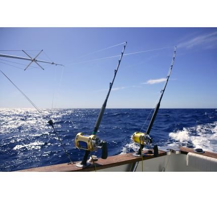 Angler boat big game fishing in saltwater Wall Mural
