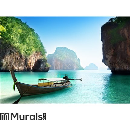 Boat on small island in Thailand Wall Mural Wall art Wall decor