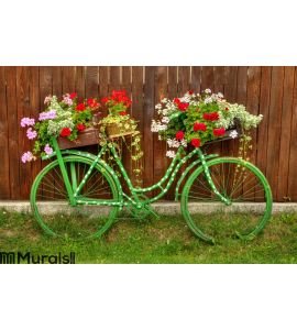 Vintage Bicycle with Flowers Wall Mural Wall art Wall decor