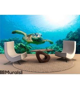 Sea turtle sunburst Wall Mural Wall art Wall decor