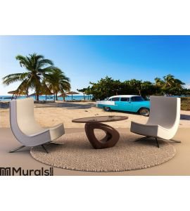 Old classic car on the beach of Cuba Wall Mural Wall Tapestry tapestries
