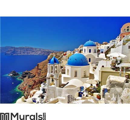 Vacations in Santorini Wall Mural Wall Tapestry tapestries