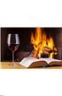 Red wine and book at cozy fireplace Wall Mural Wall art Wall decor