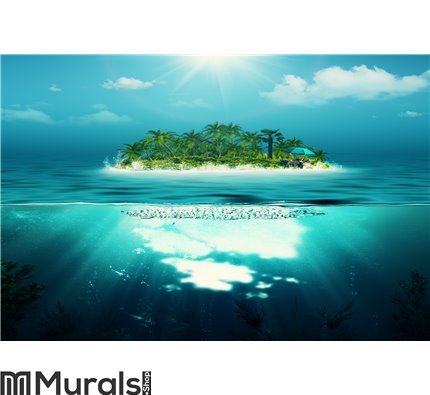 Alone island in the ocean Wall Mural Wall art Wall decor