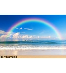 Beautiful sea with a rainbow in the sky Wall Mural Wall art Wall decor