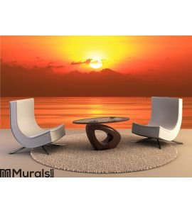 Beautiful Sun Set in The Middle of The Ocean Wall Mural Wall art Wall decor