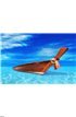 Brown wooden boat in the blue sea Wall Mural Wall art Wall decor