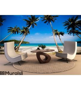 Coconut palms on the beach Wall Mural Wall art Wall decor