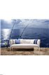 Fishing boat trolling with two rods and reels Wall Mural Wall Tapestry tapestries
