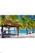 Gazebo with chairs on deserted beach Wall Mural Wall art Wall decor