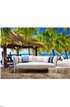 Gazebo with chairs on deserted beach Wall Mural Wall Tapestry tapestries