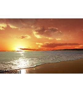 Red Sky in the Ocean Wall Mural Wall art Wall decor